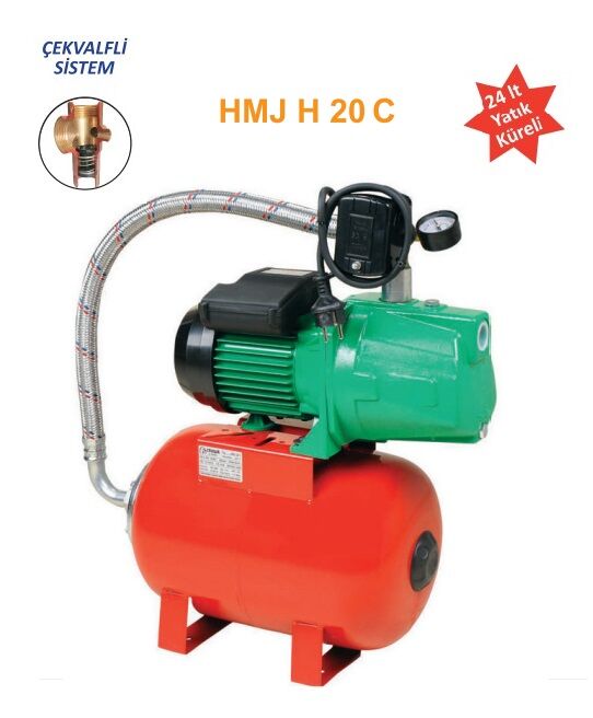 Troy Pompa HMJH 20 C Jet Hidrofor 24 LT Tanklı 5 Kat 10 Daire 1.5 HP