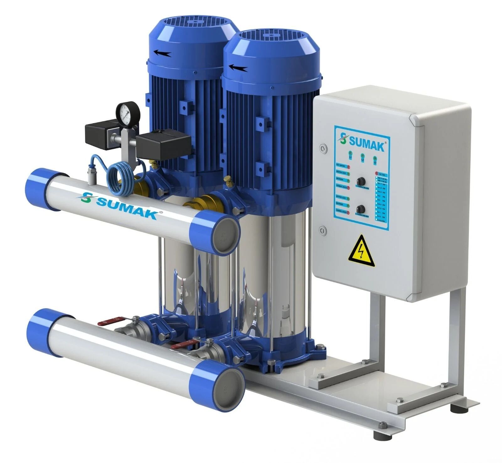 Sumak SHM8B 300/8 İki Pom. Hidrofor 2x 3 HP 15 Kat 40 Daire - 220V