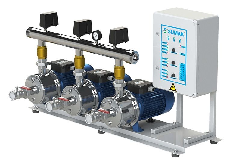 Sumak SMINOX12C300/3T Üç Pom. Pas. Emişli Hidrofor 11 K-42 D - 3x3 HP - 380V