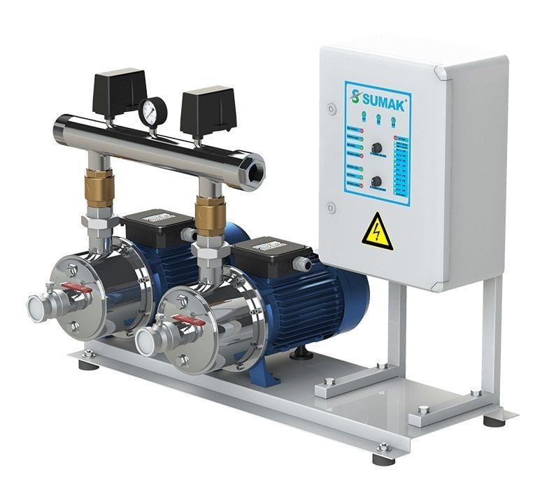 Sumak SMINOX12B220/2 İki Pom. Pas. Emişli Hidrofor 7 K-28 D - 2x2.2 HP - 220V