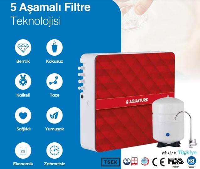 Aquaglass Su Arıtma Cihazı 8 LT Tanklı 5 Filtreli - Aquatürk